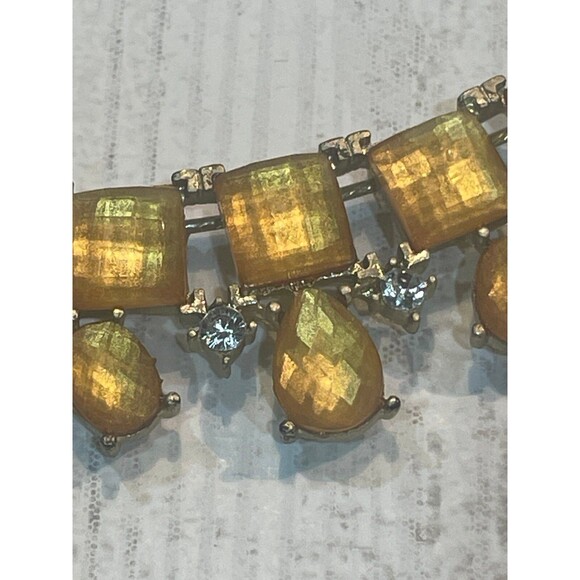 18" SAQ Avon Bali Bliss Necklace/Earrings Faux Citrine Faceted Lucite Yellow - Picture 3 of 10